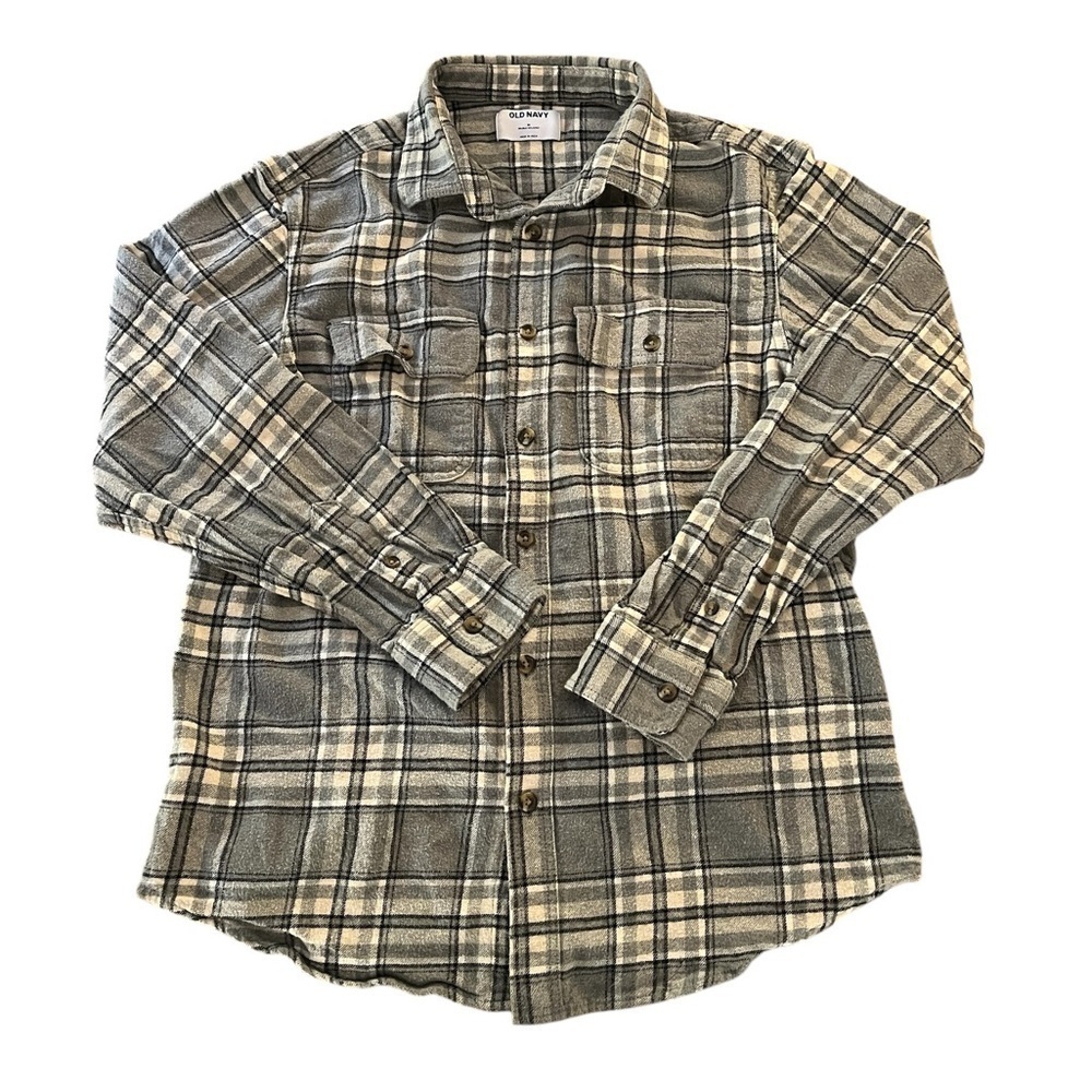 Mens’ Grey Old Navy Plaid Flannel Size M